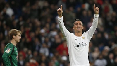 Cristiano helped himself to three goals as Real Madrid beat Espanyol 6-0 in the Primera Liga on Sunday night. Juan Carlos Hidalgo / EPA