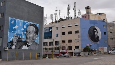 Murals by Gustaf Engstrom (Sweden) and Mira Mar (Jordan) stand side-by-side in Sweifiye, Amman. The international creators were invited to Jordan as part of the annual Baladk Street Art Festival. Courtesy Baladk Project