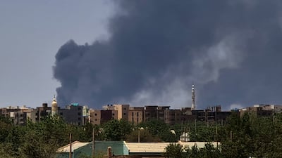 Smoke rising over Khartoum in May 2023 as clashes between the Sudanese army and the paramilitary Rapid Support Forces entered their third week. AFP