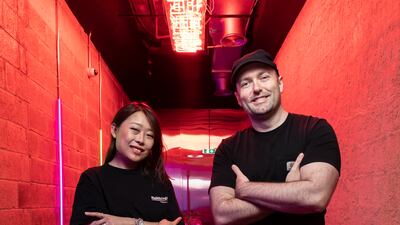 Lynn Lin, left, and Lobito Brigante, owners of the stylish new Asian-inspired restaurant and music space Electric Pawn Shop. Antonie Robertson / The National