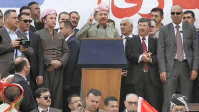 Iraqi Kurdish president Massoud Barzani at a rally ahead of the upcoming September 25th independence referendum. Ako Rasheed / Reuters