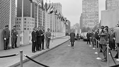 UN Secretary General U Thant delivers a speech to mark the UAE's admission as the 132nd member state of the United Nations on December 9, 1971. Photo: UN Photo