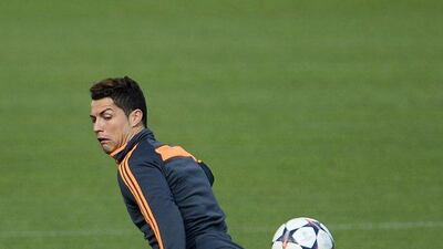 Cristiano Ronaldo at Real Madrid's Tuesday training session. Pierre-Philippe Marcou / AFP / April 1, 2014