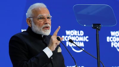 India's Prime Minister Narendra Modi speaks at the Opening Plenary during the World Economic Forum (WEF) annual meeting in Davos, Switzerland. Denis Balibouse/ Reuters