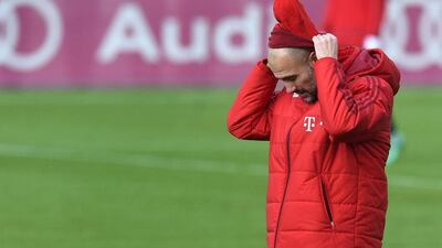 Bayern Munich manager Pep Guardiola shown at a training session last week. Christof Stache / AFP / March 8, 2016