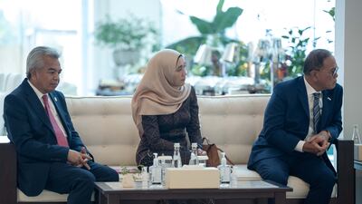 Dignitaries accompanying Mr Ismail attend the meeting at Al Shati Palace.