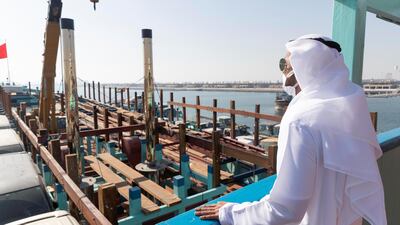 Mohammed Obaid Al Falasi is co-owner of 'Obaid', the world's largest wooden dhow that is currently docked in Deira. Antonie Robertson / The National