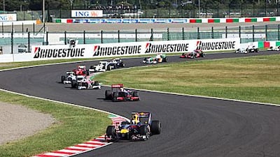 Sebastian Vettel leads on his way to winning last year’s Japanese Grand Prix. The German will be hoping for a repeat on Sunday.