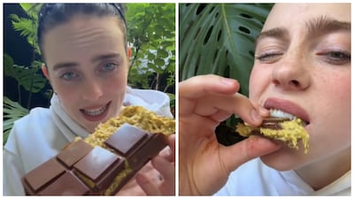 Pop star Billie Eilish has made a vegan version of the viral Dubai Chocolate. Billie Eilish / TikTok