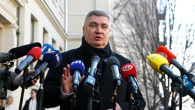 Presidential candidate and incumbent President of Croatia Zoran Milanovic talks to the media after voting in the first round of presidential elections in Zagreb, Croatia, 29 December 2024. Croatia's eighth presidential election began on 29 December, featuring eight candidates vying for a five-year term under a two-round voting system. An absolute majority is needed to win in the first round. EPA / ANTONIO BAT