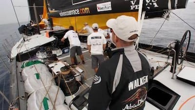 Ian Walker, right, is in the UK gearing up to get his Azzam crew up and running again. Mike Young / The National