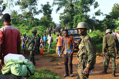 Congolese Soldiers patrol in Beni, eastern Democratic Republic of the Congo, after rebels attacked an Ebola treatment centre in the area. Al-hadji Kudra Maliro / AP