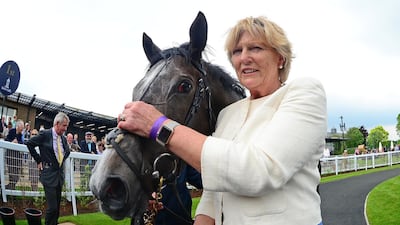 Trainer Jessica Harrington with Alpha Centauri after their win in the Irish 1000 at Curragh Racecourse, County Kildare. Press Association
