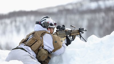 A Norwegian soldier taking part in a military exercise. The country is doubling its defence budget to meet threats. Reuters
