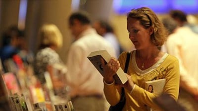 A visitor browses through the display at last year's Festival of Literature.