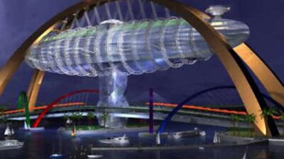 A conceptual drawing of the proposed limk between Lulu Island and the capital, which includes a hotel complex, solicited by an unnamed client.