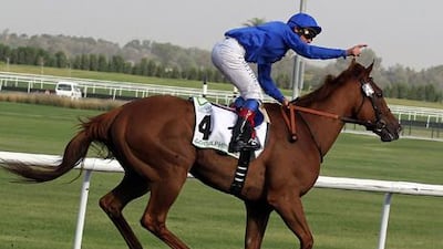 Frankie Dettori leads African Story to win the Godolphin Mile horse race at the Dubai World Cup