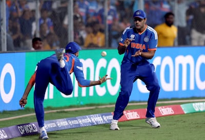 Axar Patel took a crucial catch in the semi-final against England in Mumbai. Reuters