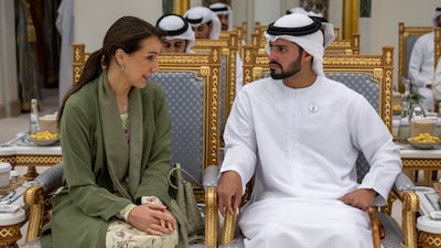 Sheikh Zayed bin Hamdan, Chairman of the National Media Office, and Mariam Al Mheiri, Head of the International Affairs Office in the Presidential Court