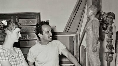 Lorna Selim, left, was born in Sheffield, and met Jewad Selim, right when they were both studying at the Slade School of Fine Art in London. She returned to Baghdad with him, where she developed her own art career. Makiya Archive