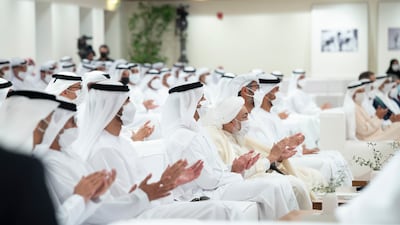 Sheikh Saif bin Zayed, fourth from left, and Abdallah bin Bayyah