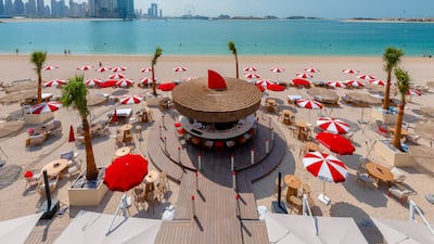 The view from the circular bar at February 30 on Palm West Beach, Dubai. Photo: Jure Ursic