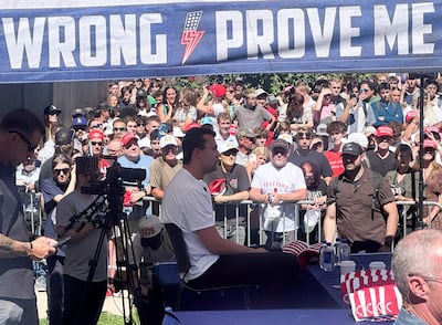 Charlie Kirk speaks at a public event at Utah Valley University minutes before he was shot on September 10, 2025. AFP