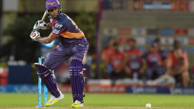 Rising Pune Supergiants batsman Ravichandran Ashwin plays a shot against Sunrisers Hyderabad. Noah Seelam / AFP