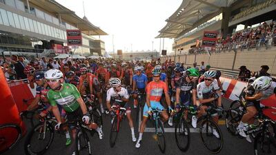 Riders at the start of the fourth stage of the Abu Dhabi Tour. Luca Zennaro / EPA