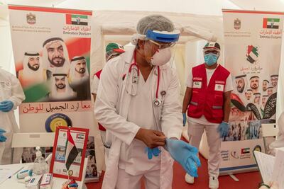 AJMAN, UNITED ARAB EMIRATES. 20 APRIL 2020. COVID-19 Filed Hospital set up next to the Ajman Saudi German Hospital. Dr Adel Abdulla Abdullazi Alshamry Alajami, Intensive Care Unit. The UAE Mobile Infectious Disease Response Hospital. (Photo: Antonie Robertson/The National) Journalist: Salam Al Amir. Section: National.