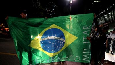 Hundreds protest in support of the truck drivers' strike and for military intervention against the Government, at the Paulista Avenue in Sao Paulo, Brazil. The strike has caused an impact to the country's economy and an increasing shortage of all kinds of products. Fernando Bizerra Jr / EPA