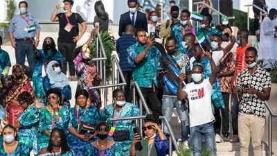 Some of the audience at Al Wasl Plaza for the Sierra Leone Cultural Performance. (Photo: Antonie Robertson / The National)