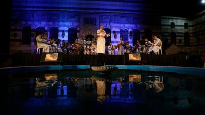 The Sultans of Tarab perform at the ancient palace of Damascus. EPA