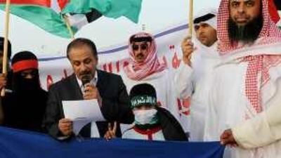 Abdullah Hashem, left, at a pro-Palestine rally organised by the Adalah National Movement in March 2008.