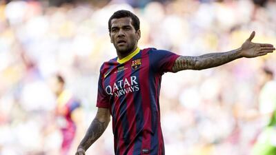 Barcelona defender Dani Alves, pictured during a Primera Liga match against Getafe on May 3, 2014, says he may leave the club if fans continue not to appreciate his contributions to Barcelona. Alejandro Garcia / EPA