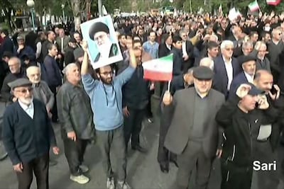 Pro-government demonstrators in Sari, northern Iran. AFP