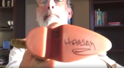 Hanks personalised the two dolls with each of the twins' names, Hassan and Hussein. YouTube / Miceal O'Hurley