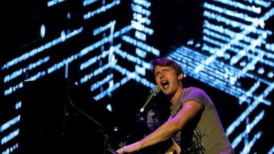 James Blunt performs on the first day of Dubai Jazz Festival at the Dubai Media City amphitheatre in Dubai. Satish Kumar / The National