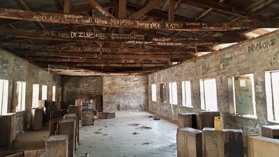 An empty classroom at the Government Science College, in Kagara. The hundreds of pupils staying at dormitories attempted to flee when the kidnappers arrived. EPA