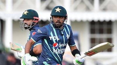 Pakistan captain Babar Azam, right, and Mohammad Rizwan added 101 for the first wicket in the T20 tri-series match against Bangladesh at the Hagley Oval in Christchurch on Thursday, October 13, 2022. AFP