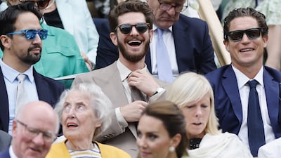 Actor Andrew Garfield attends the women's singles final at Wimbledon. EPA