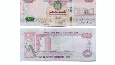 The Dh100 banknote. Antonie Robertson / The National