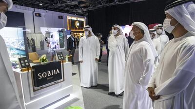 D2020 Cityscape Exhibition at the Dubai Trade Center. His Excellency Mattar Al Tayer, Director General, Chairman of the Board of Executive Directors of the Roads and Transport Authority (RTA) tours the exhibition. Antonie Robertson/The National