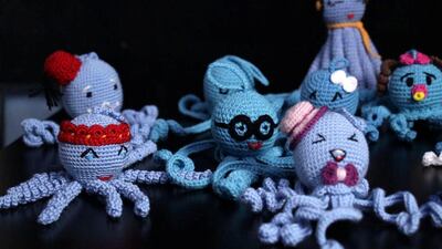 Some of the crocheting works by the Syrian women. Courtesy MAPS