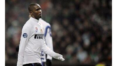 Samuel Eto’o, the Inter Milan striker, trudges off dejected after his side lost 3-0 to Werder Bremen in Germany on Tuesday.