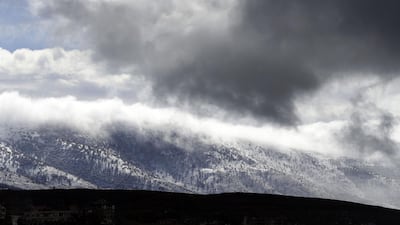 The snow-covered Barouk cedar reserve in Dahr al-Baidar, east of Beirut. Joseph Eid / AFP