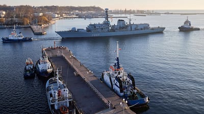A Royal Navy frigate is working in the North Sea with the Norwegian Navy. EPA