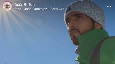 Sheikh Hamdan dons winter gear during his trip.