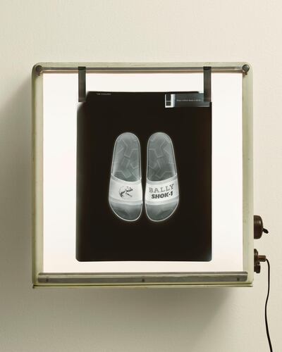 Slides from the Bally x Swizz Beatz x Shok 1 collection