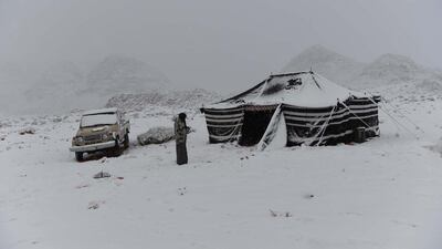 The south-western Asir region, at the other end of the long Hejaz Mountains range to Trojena, was also carpeted in snow in 2018.